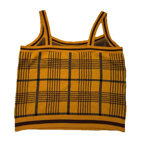 Harry Potter Hufflepuff Tank Top Womens 3X Plaid Knit Embroidered House Crest - Picture 2 of 8